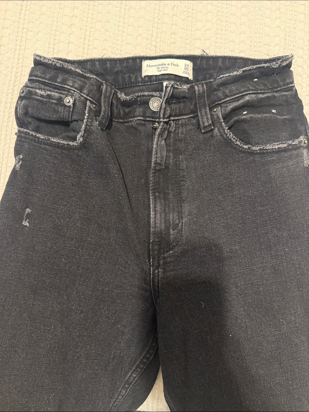 Abercrombie & Fitch Women's Washed Black Straight Leg Jeans